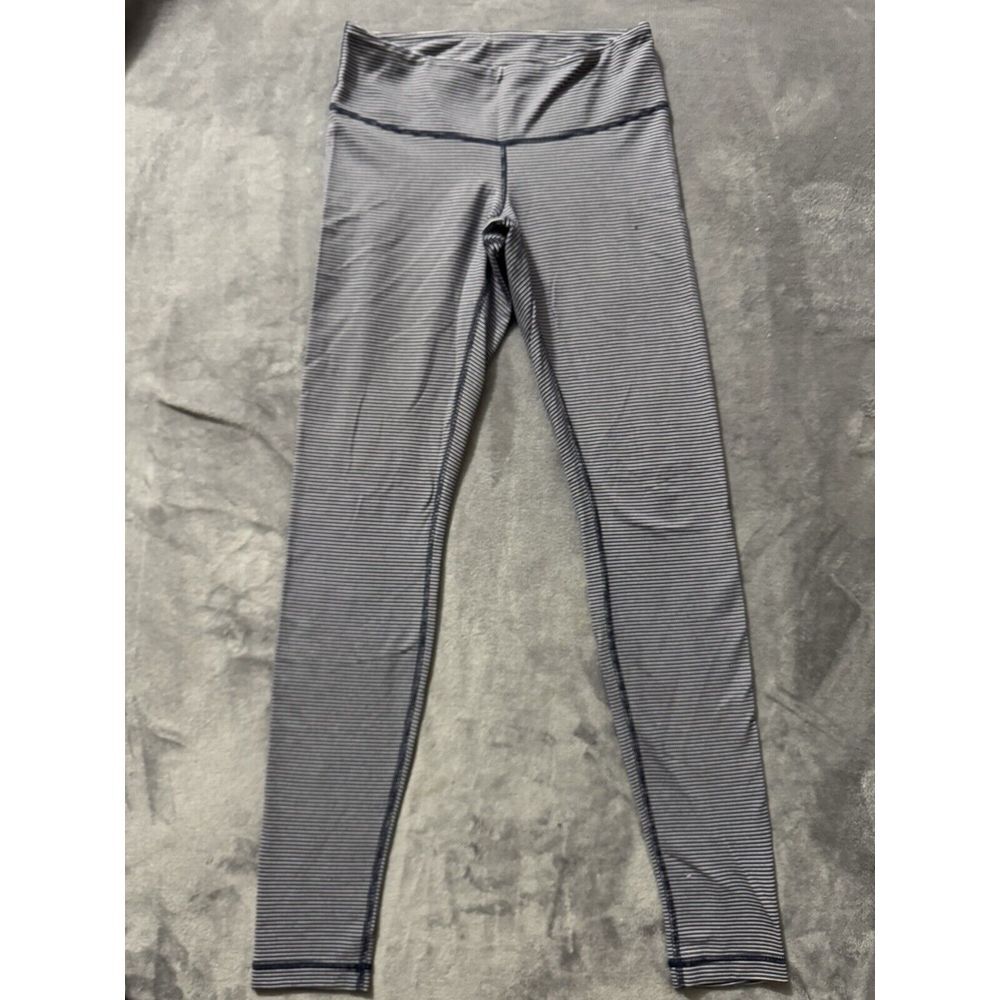 Lululemon Women's Wunder Under Pant Super Stripe Cadet Blue White Size 6